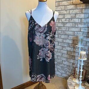 Xhilaration Black and Pink Floral Chemise